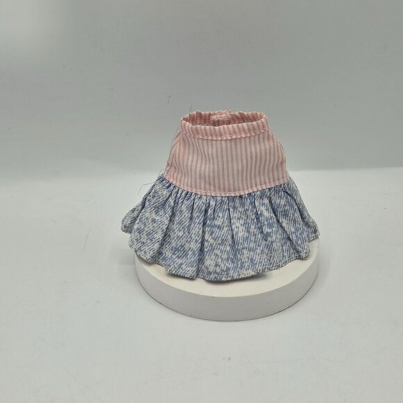 Vintage Barbie Skirt Pink & Blue Striped Waist With Textured Pattern - Picture 1 of 4